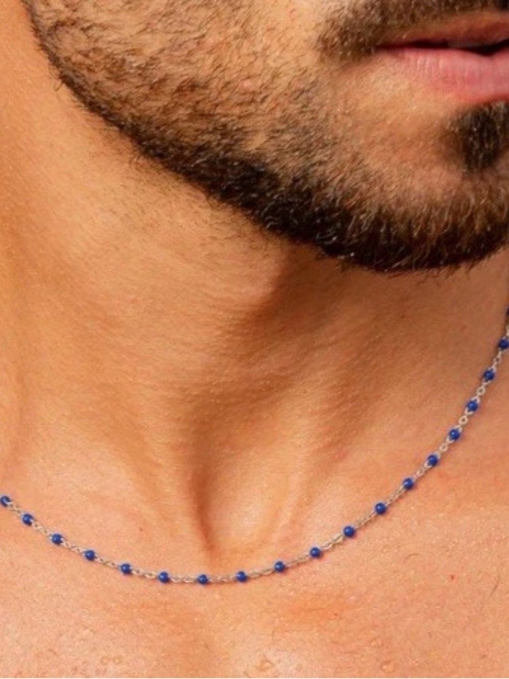 ICON Men's Blue Beaded Chain Necklace